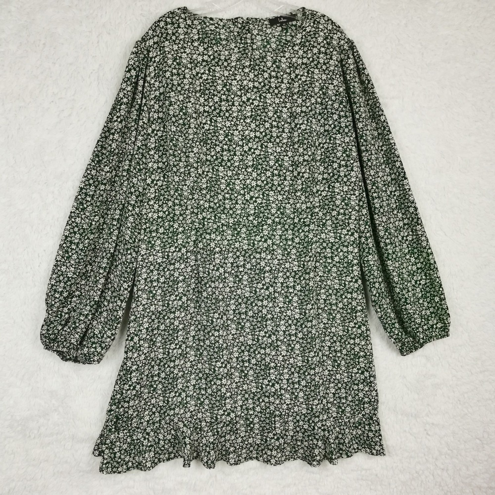Lulus Womens Mini Dress Blooming Darlin' Green Floral Print Balloon Plus‎ 3X